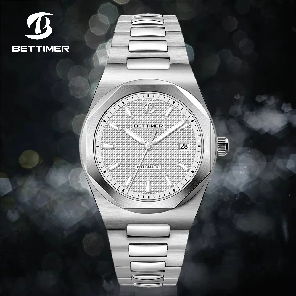 BETTIMER B8001 Luxurious Fashion Automatic Mechanical Men\'s Watch PT5000 Stainless Steel sapphire Waterproof BGW-9 reloj hombre