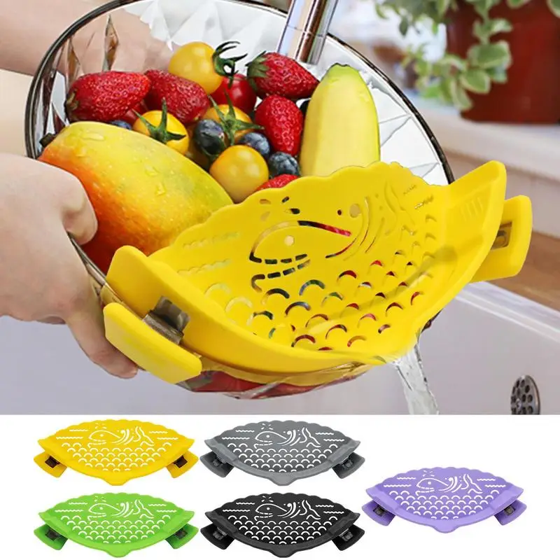 Clip On Strainer For Pots Colander Kitchen Strainer Clip On Pot And Pan Food Grade Rice Fruit Colander Strainer Kitchen Gadgets