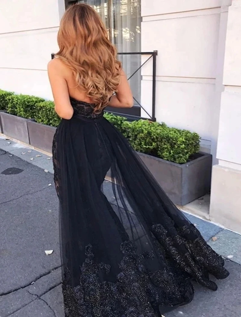 Sexy Strapless Appliques Sweetheart High Slit Lace Mermaid custom-made Evening Dresses For Women 2024 Prom Dresses Party Dress