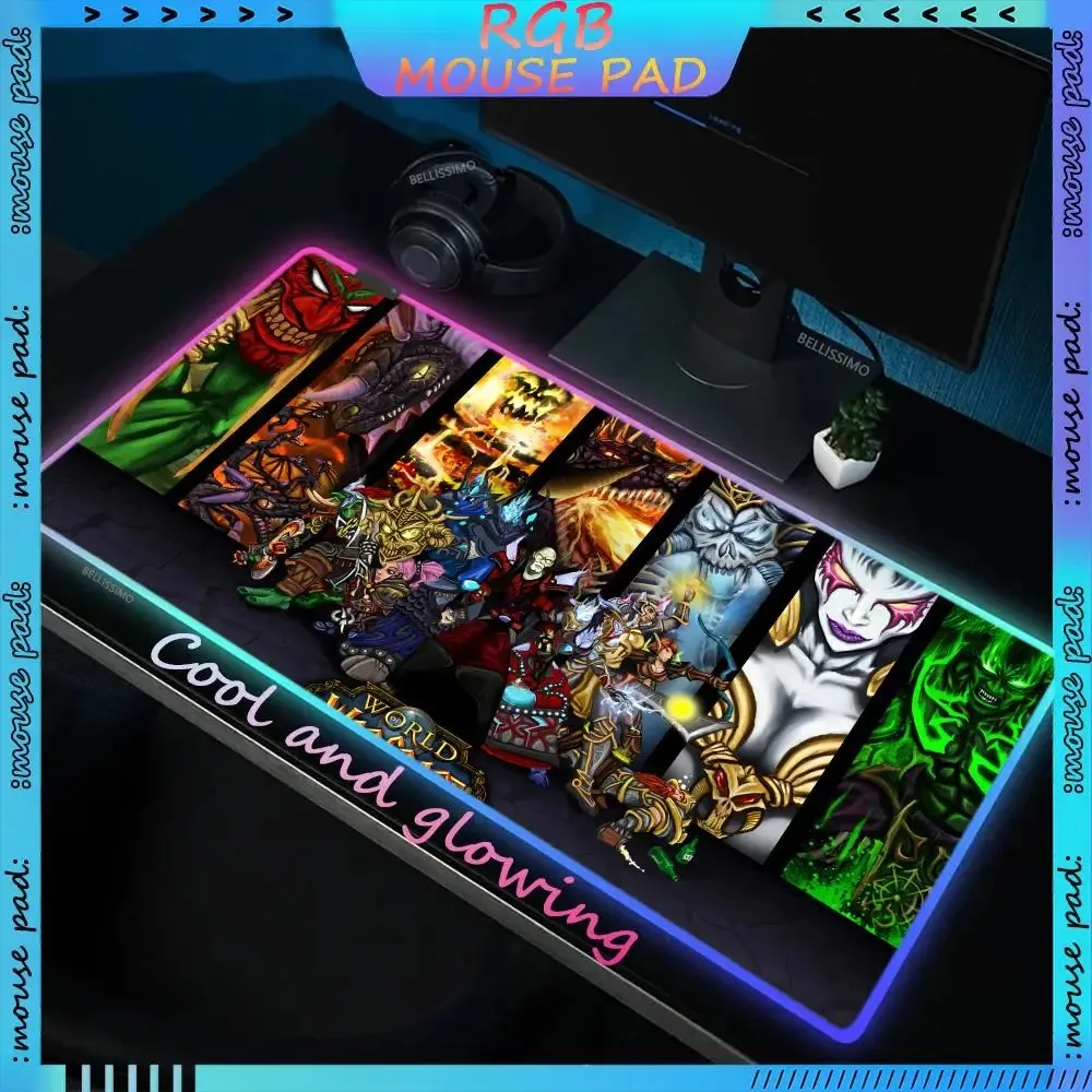 

World Of Warcraft LED Backlight Gaming large Mousepad RGB Mouse Pad Gamer Mousepads Non-Slip Rubber Deskmats Keyboard Desk Mat