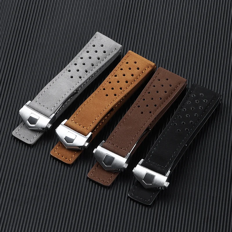 Matte Cow Leather Bracelet 20 22 24mm Wristbelt for Tag Heuer Carrera Monaco Series Universal Watch Straps Watchband for Rolex