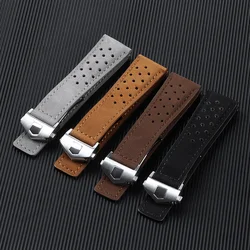 Matte Cow Leather Bracelet 20 22 24mm Wristbelt for Tag Heuer Carrera Monaco Series Universal Watch Straps Watchband for Rolex