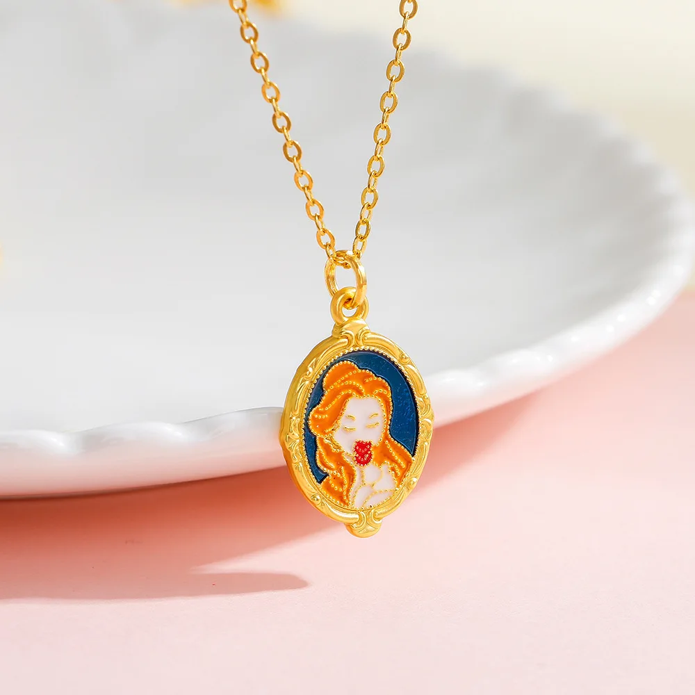 Sandgold blue oil-dripping bracelet pendant, Seven Princess Ariel Mermaid pendant, children's diy accessories, handcrafted