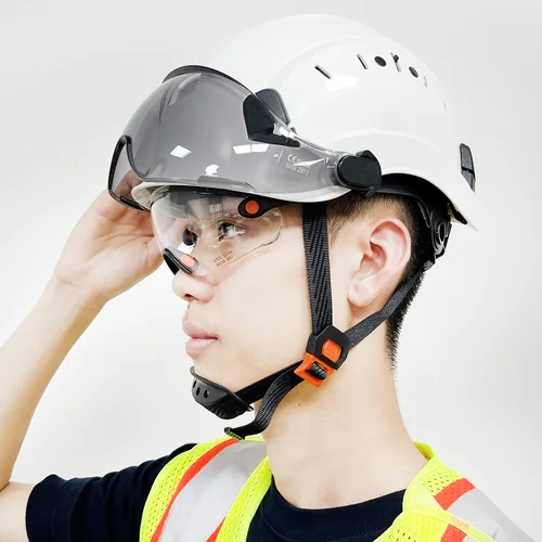 Imagen 2 del producto Casco de seguridad para construcción CE con visera, gafas integradas para casco duro de ABS de ingeniero, gorra de trabajo industrial, protección para la cabeza