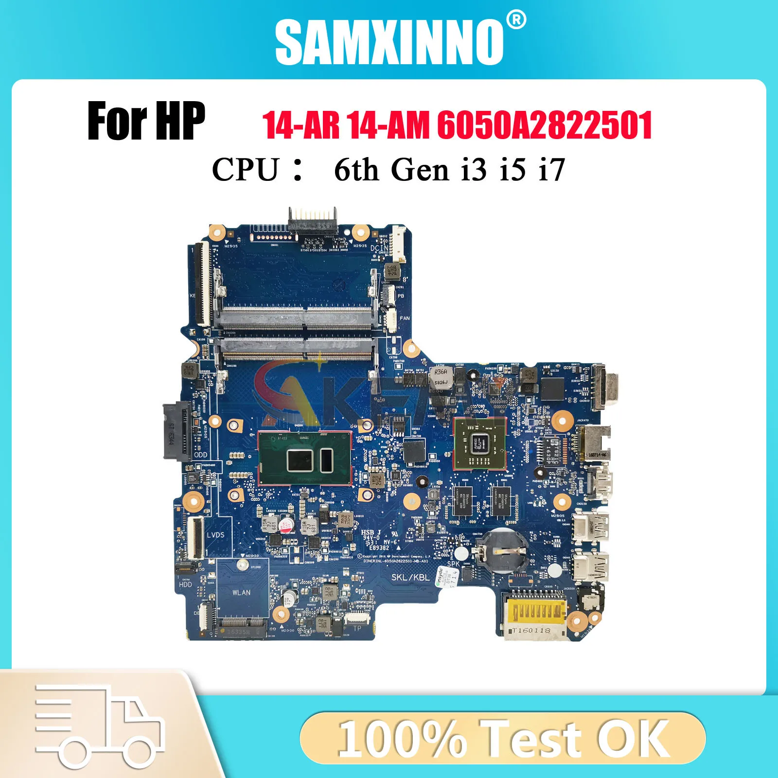 

6050A2822501 для ноутбука HP 240 G5 14-AC 14-AM, материнская плата 858030-001 909173-001 с процессором i3 i5 i7 DDR4, 100% полностью протестирована