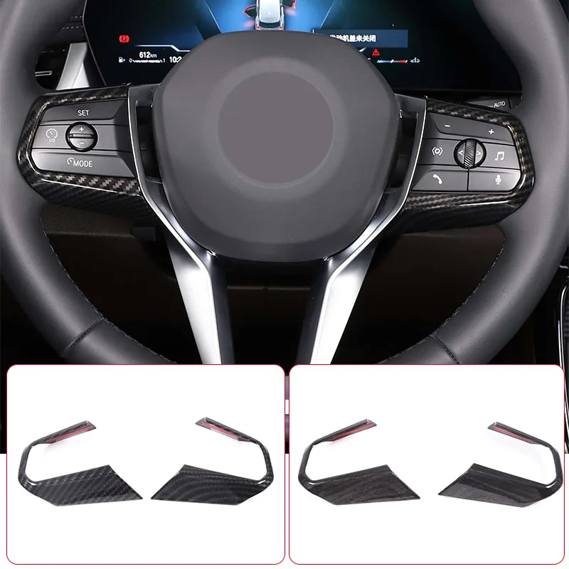 ABS Carbonfaser/Schwarz für BMW X1 U11 2023-2024 Auto Lenkrad Dekorationsrahmen Zierleiste Aufkleber Autozubehör