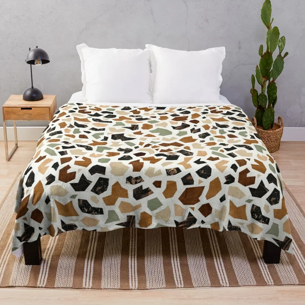 

Gold Terrazzo Pattern Throw Blanket Thin Plush Luxury Brand Blankets