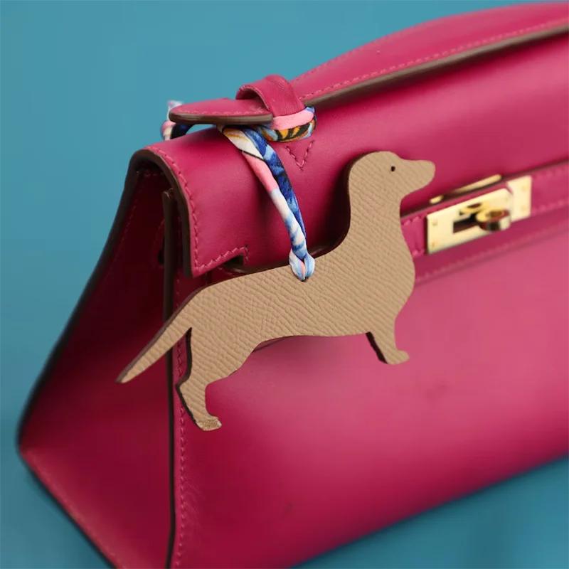 

Handmade The Togo leather and Epsom Leather Phtit H Dachshund charm,Leather bag charm,Best leather charm for Brand bag