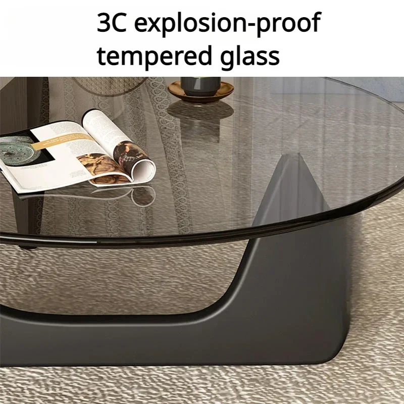 Nordic Tempered Glass Tea Table Home Living Room Leg Coffee Household Solid Wood Minimalist Modern Minimalist Creative Tea Table