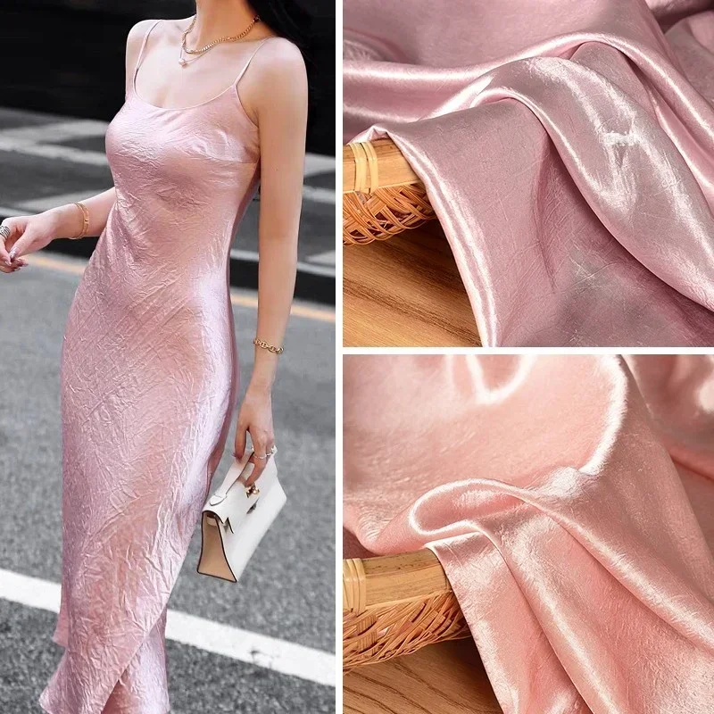 

Ткань с уксусной кислотой, плиссированная текстура, удобная шелковая гладкая летняя рубашка, платье, ткань для шитья одежды, материал ткани