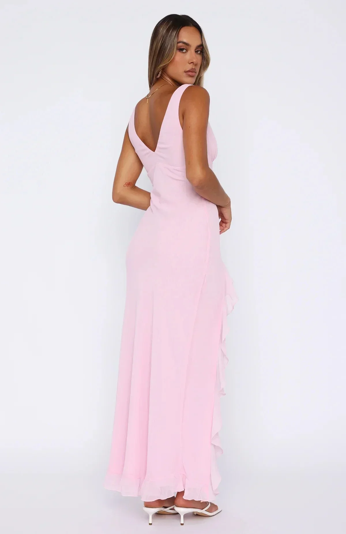 Straps V Neck Backless Dress For Women Gown Summer Fashion Sleeveless Bodycon High Split Long Dress Elegant