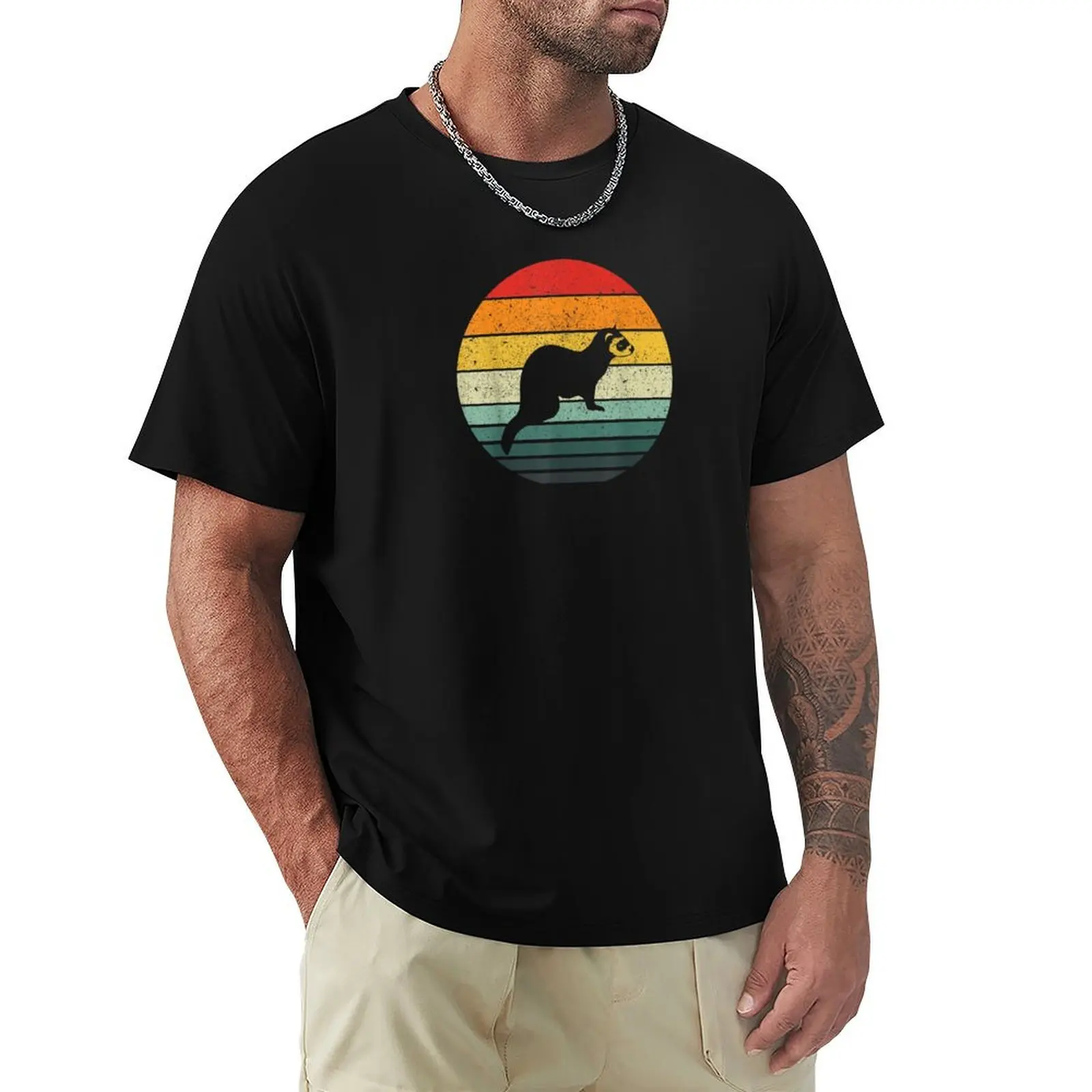 Vintage Ferret Retro T-Shirt Classic Graphic Short Sleeve Top