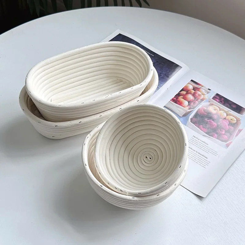 

Vine woven Indonesian European bread fermentation basket, white vine bread cloth baking tool basket, modern and simple