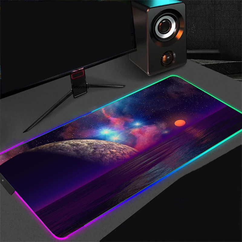 RGB Mouse Pad Space Gaming Mouse Pad Universe Gamer PC Mousepad Starry Sky Led Backlight Carpet LED Keyboard Desk Mats Backlight