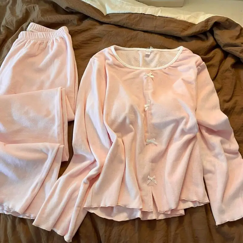 

Young Girl Comfortable Pajamas Sets Princess Soft Long Sleeve Kawaii Sweet Leisure Wear Spring Autumn Clothes Sleeping Wear New