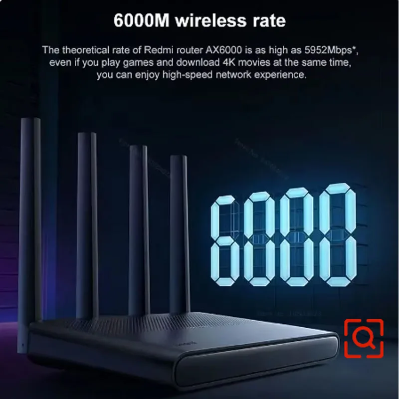 New Xiaomi Redmi Router AX6000 Repeater WiFi extender 2.4G 5G quad core CPU8 channel signal network amplifier 512MB Mijia App