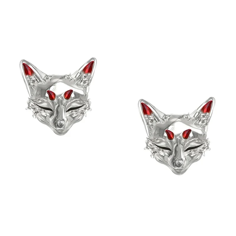 MASW Original Design Lovely Style High Quality Brass Thick Silver Plated Red Fox Stud Earrings For Women Girl Gift Sweet Jewelry