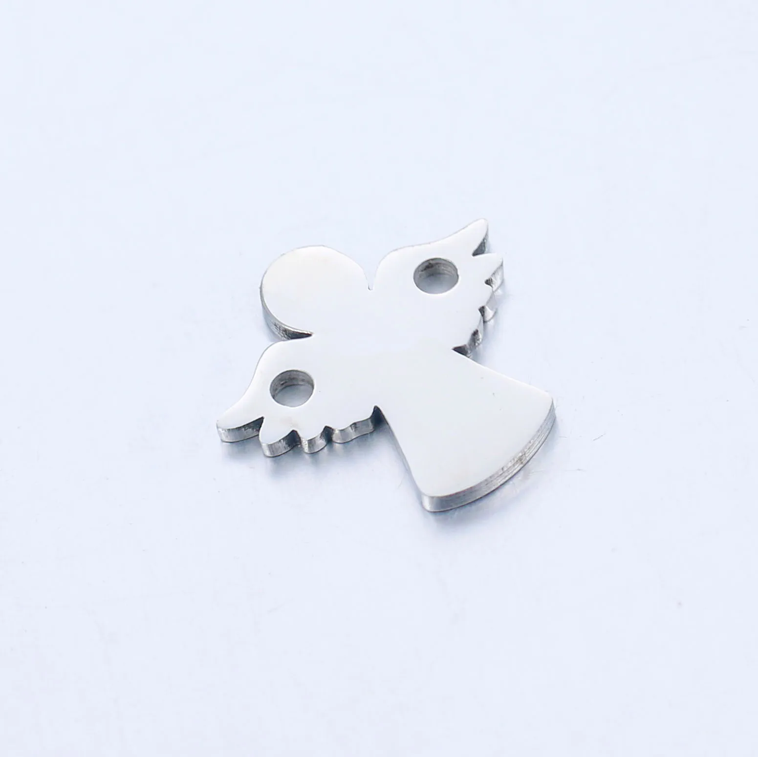 DOOYIO 5pcs/Lot Stainless Steel Angel Double Orifice Charm Pendant For DIY Jewelry Making Necklace Bracelet Accessories Gifts