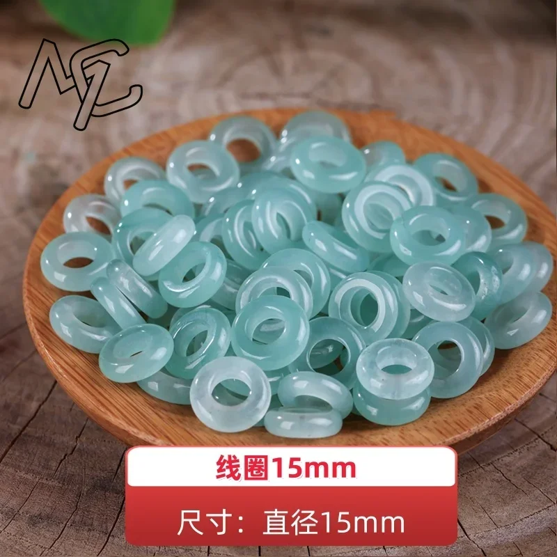 10pcs NaturalIce Blue Water Jade Beads DIY Bracelet Bangle Charm Jadeite Jewellery Fashion Accessories Amulet Gifts Women Men