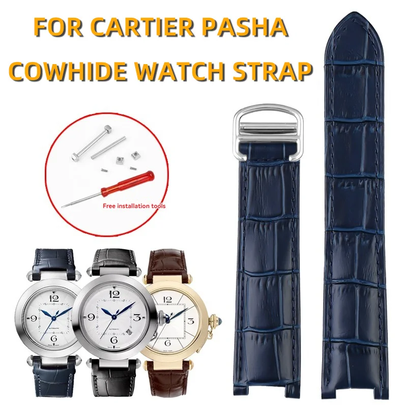 Genuine Cowhide Watch Strap Special Notch Design 18x10mm 20x12mm Replacement Band For Cartier Pasha Luxury Wrist Accessories