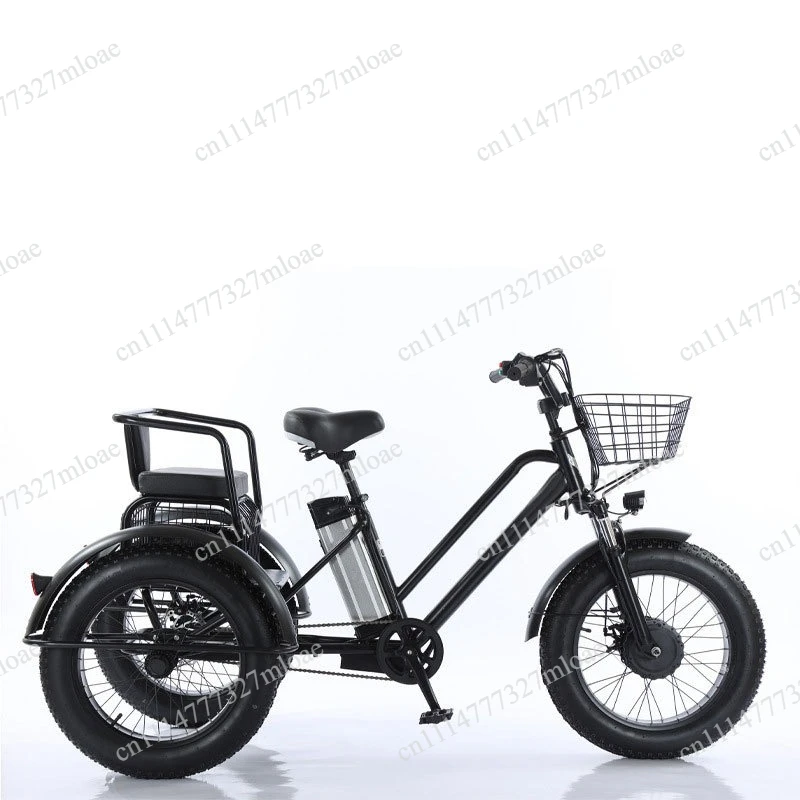 Double double seat snow tire lithium battery three-wheel self-propelled battery car 20 inch fat tire power electric tricycle