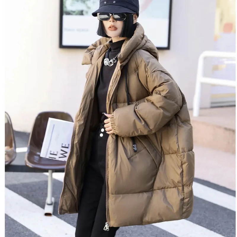 Loose Puffer Coats Hooded Winter Jackets Woman 2024 Thickened Warm Windproof Down Jackets Solid Fashion Casual Padded Coats Down