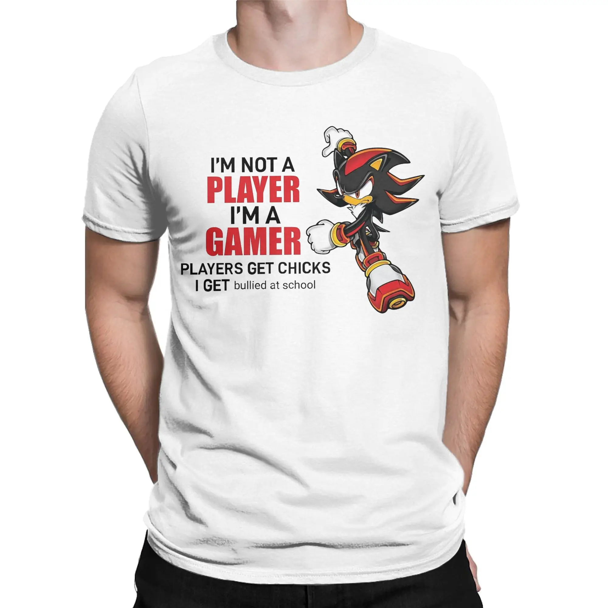 Men's I'm Not A Player I'm A Gamer S-Shadow The H-Hedgehogs T Shirt  Pure Cotton Clothing Short Sleeve Tees Plus Size T-Shirts