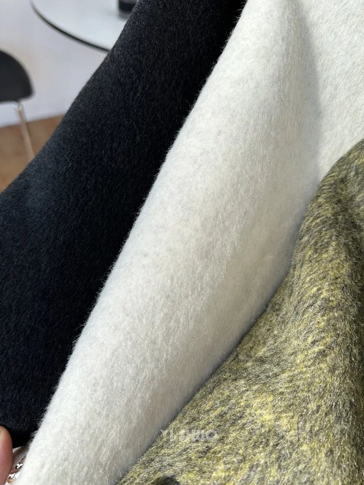 Damski płaszcz z wełny i kaszmiru na jesień i zimę, jednolity kolor, gruby, dwustronny, długi, wysokiej jakości, modny, z klapami, długi rękaw.