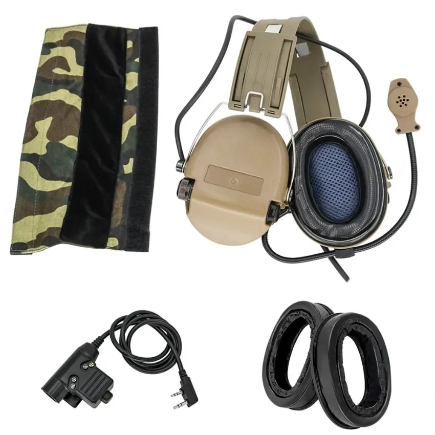 

Air Gun Electronic Shooting MSASORDIN Pickup Noise Reduction Hearing Protection Headset + Silicone Earmuffs + U94 PTT