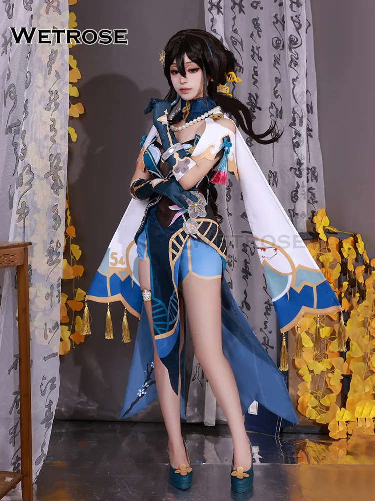 [Wetrose]Ruan Mei Honkai Star Rail Cosplay Costumes Qipao  زي تنكري روان مي ، قضيب نجوم هونكاي ، طقم كامل ، شعر مستعار ، طراز تشيباو ، العام الجديد ، الهالوين ، متوفر
