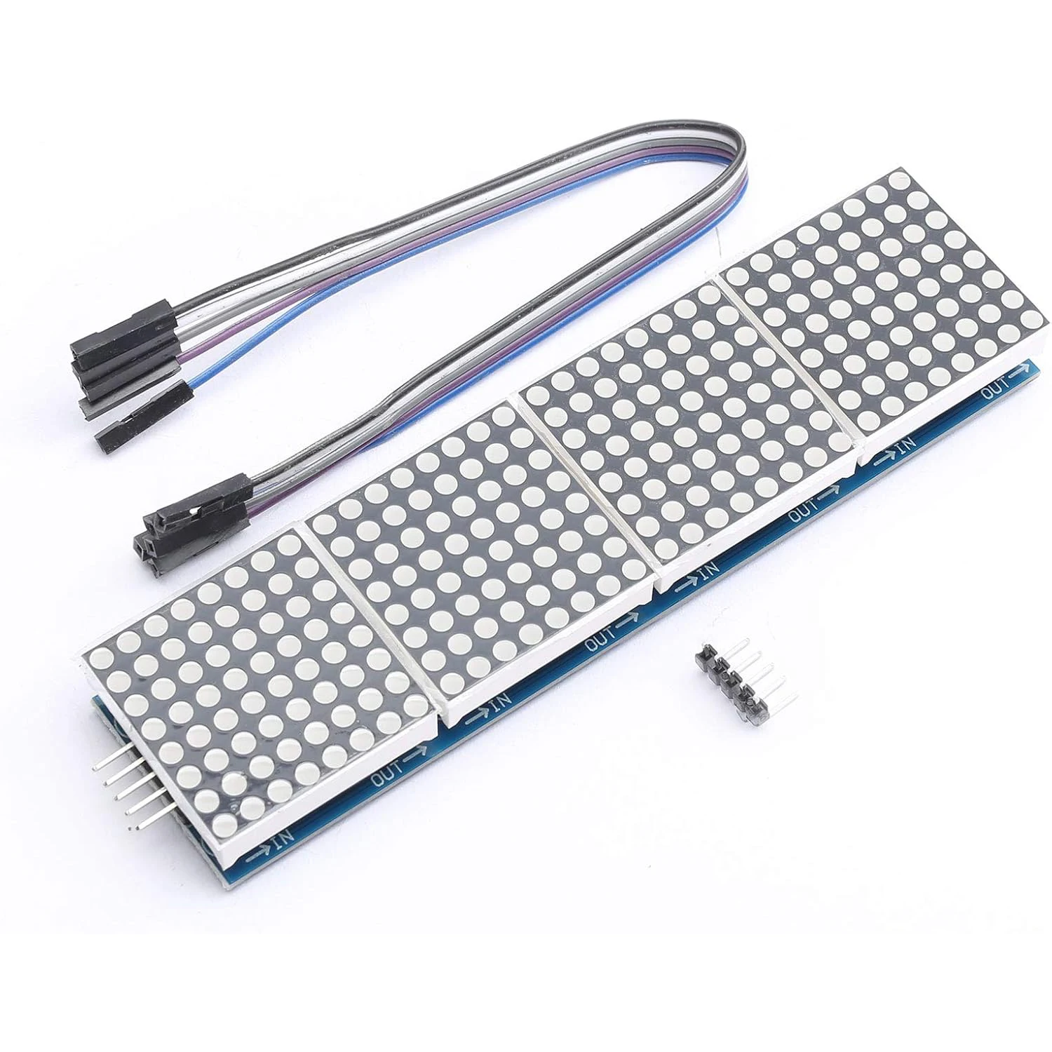 Módulo de matriz de puntos MAX7219 32x8 4 en 1 Unidad de módulos de pantalla LED con cables de 5 pines para Arduino Raspberry Pi