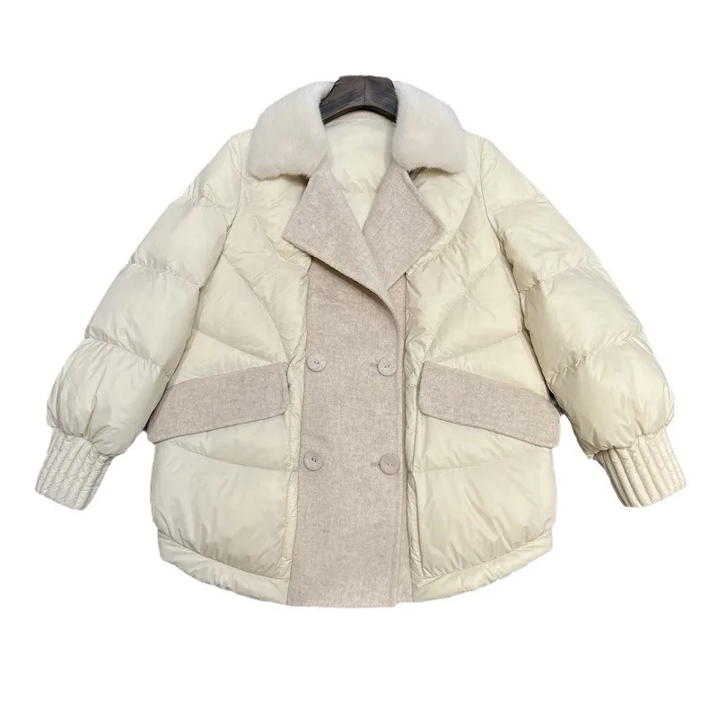 2025 ملابس نسائية موضة فضفاضة مرقعة سترة المنك خريف شتاء جديد 1105 #1