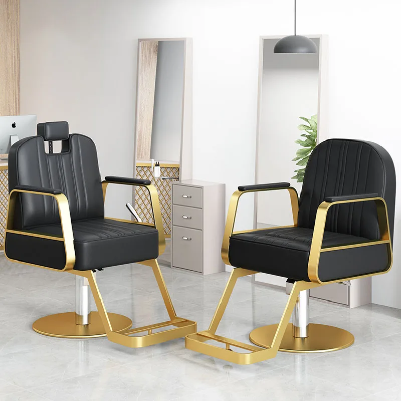 

Luxury Reception Gold Barber Chair Recliner Adjustable Cosmetic Hair Salon Cosmetic Chair Makeup Silla De Barbero Furniture