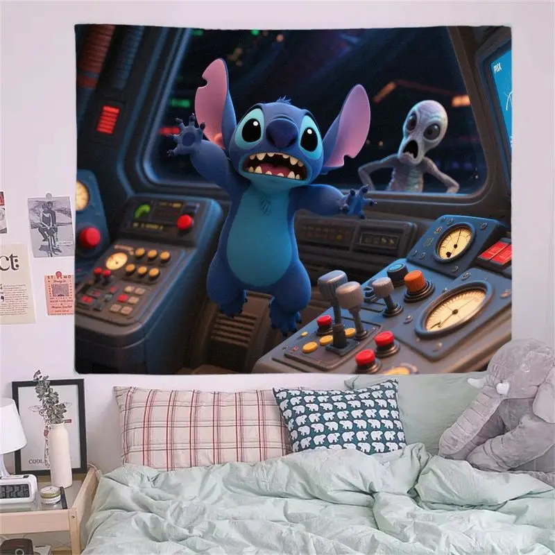 Tapiz de alienígena de punto de dibujos animados, arte de pared colorido, decoración del hogar, sala de estar, dormitorio, regalo para fanáticos de la animación de Disney, 1 ud.
