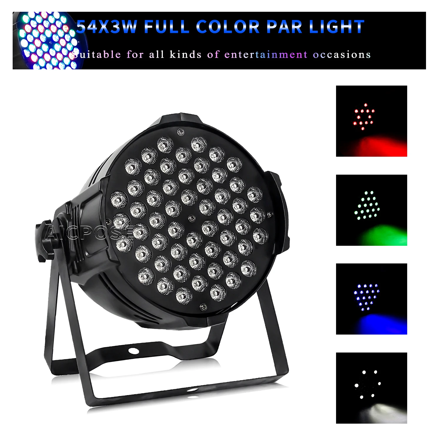 54x3W RGB 3 in 1 LED Pa Light RGBW Color Aluminum Stage Light DMX Control DJ Disco Party Bar Dance Floor Show Lighting