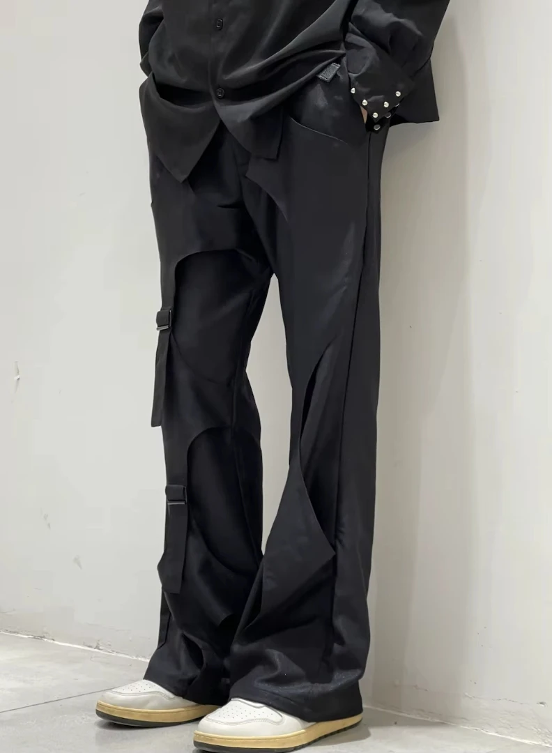 27-46 novo 2025 roupas masculinas femininas design original bell-bottoms calças design torção espiral calças casuais plus size trajes
