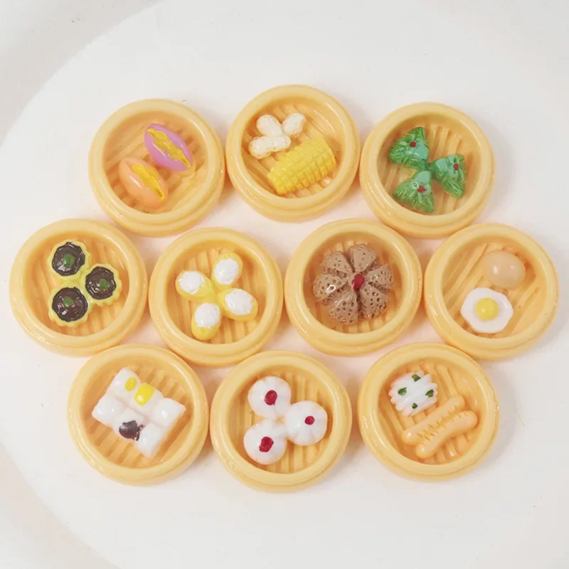 

10/100pcs Resin Miniature Steamer Steamer Diy Key Chain Handmade Accessories Pendent Home Decor Refrigerator Magnets