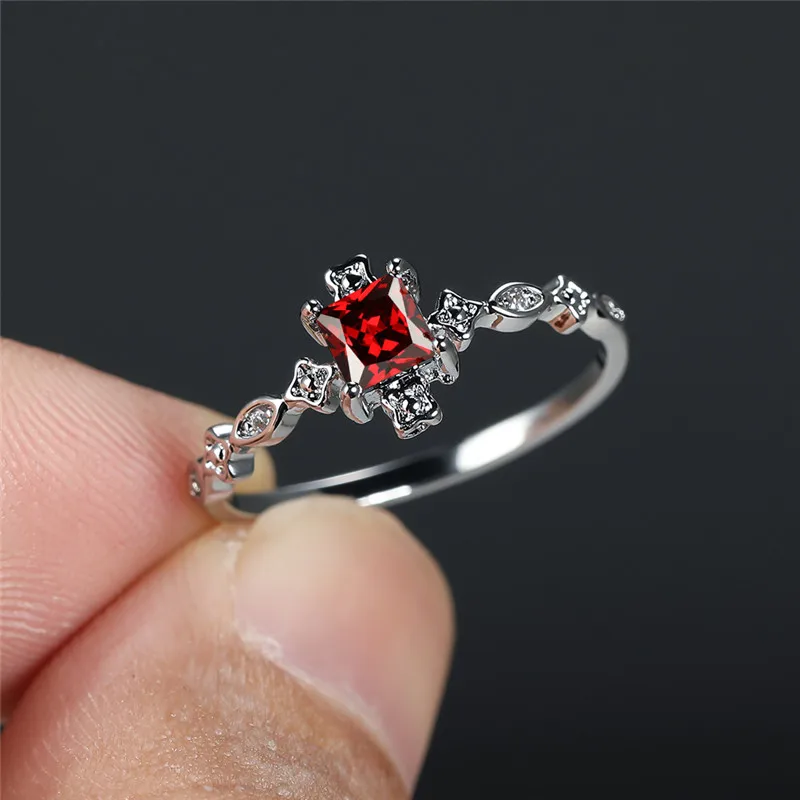Trendy Black Zircon Square Crystal Wedding Ring