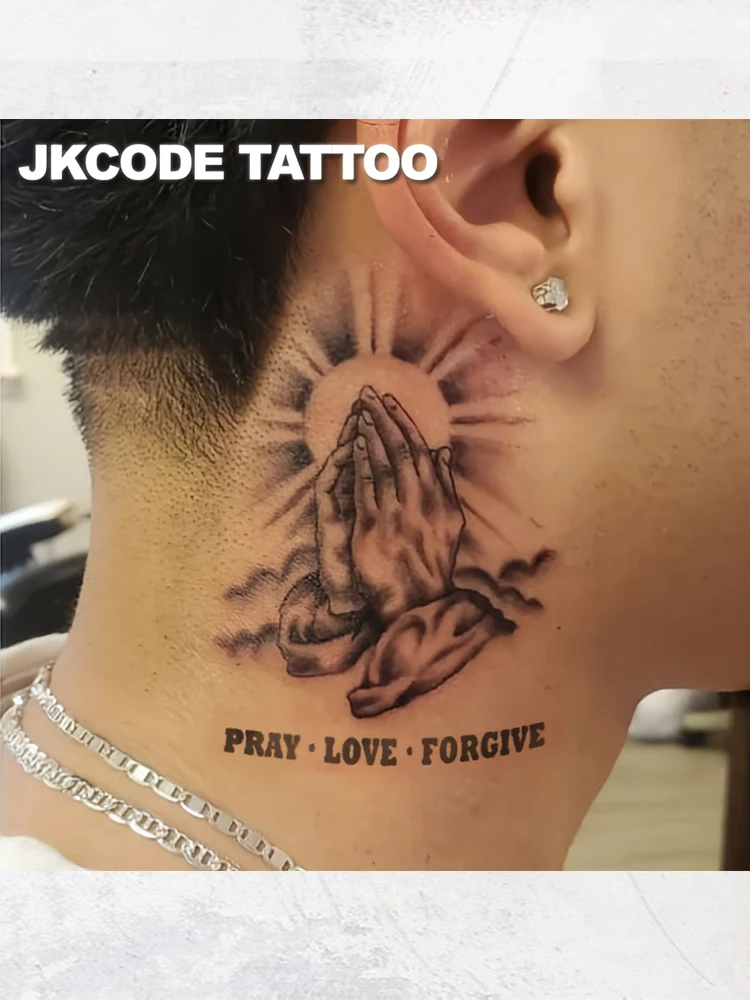 Tatouages temporaires, tatouage de croquis, Saint Maria, Pray & Love, imperméable, botanique, tatouages à main, tatouages magiques, dure 1 à 2 semaines