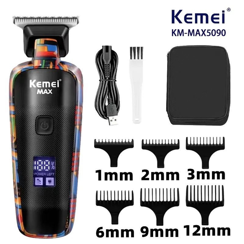 Kemei KM-MAX5090 Electric Hair Clipper Multifunctional Home Hair Trimmer Printing Graffiti Razor USB Men's Electric Shaver