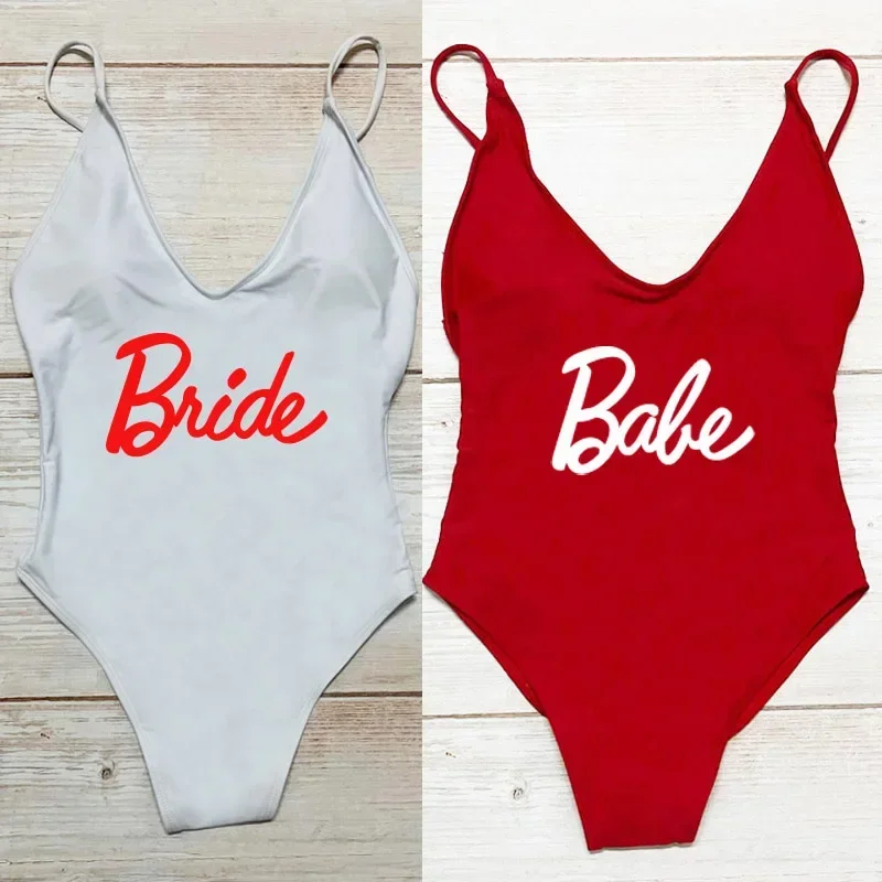 Sexy Padded Bride One Piece Swimsuit Women Babe Swimwear Woman Bachelor Party Beachwear Summer Bathing Suit Women's swimsuit