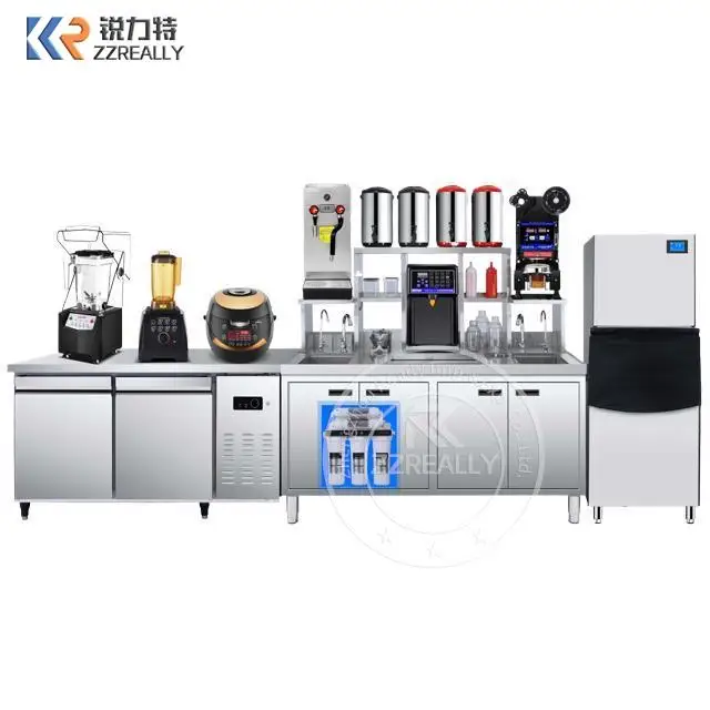 Custom Made Bubble Milk Tea Equipment Refrigerate Bar Work Table For Kitchen