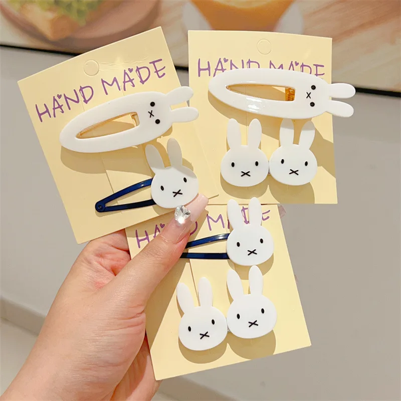 2-6pcs Miffy Kawaii Ins Hair Decoration Clip Princess Bangs Clips Sweet Cool Rabbit Y2K Personality Headwear Student Girl Gifts