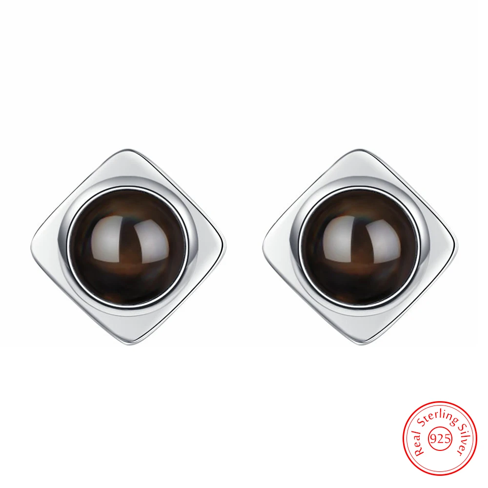 

Pure 925 Sterling Silver Crystal Jewelry Square Stud Earrings For Woman FQL25141