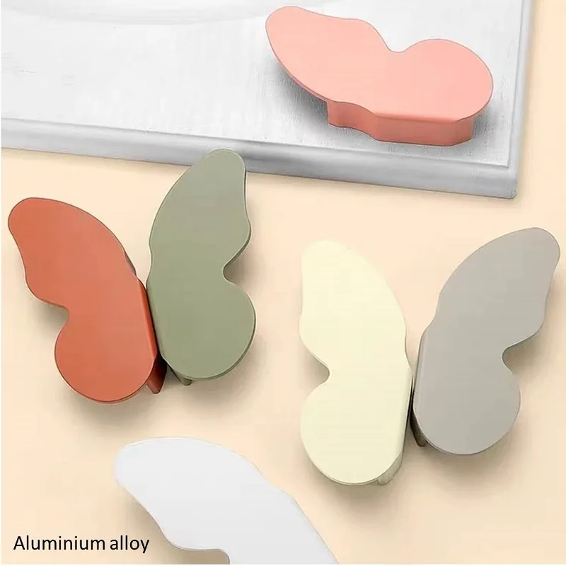 Modern Minimalist Children's Cabinet Handles,Butterfly Cartoon Drawer Knobs,Colorful Bedside Wardrobe Pulls for Kids Furniture