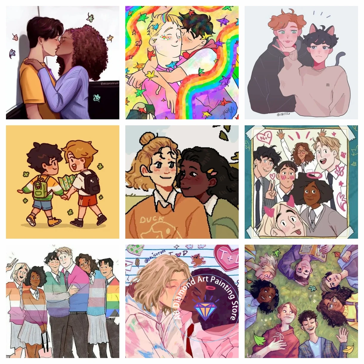 

H-Heartstopper-r Anime Diy 5d AB Diamond Painting Kits Art New Embroidery Cross Stitch Mosaic Home Decor Halloween Gift