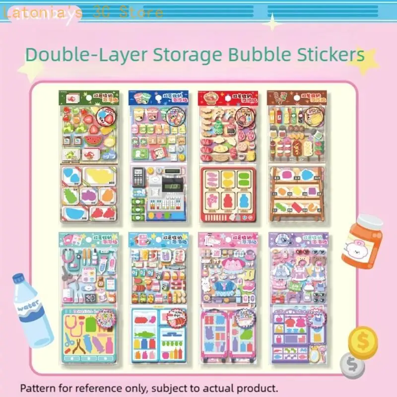 Pack of 1 Creative Bubble Sticker Organizers Double Layer Plastic Construction for Childrens Crafting and Decoration Needs X3UB