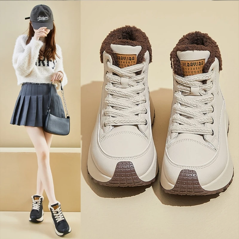 

Warm Fce Lined Thi Bot Anti-Slip Winter High Top Boots Women's Outdoor Boots Waterproof Platform ort Boots