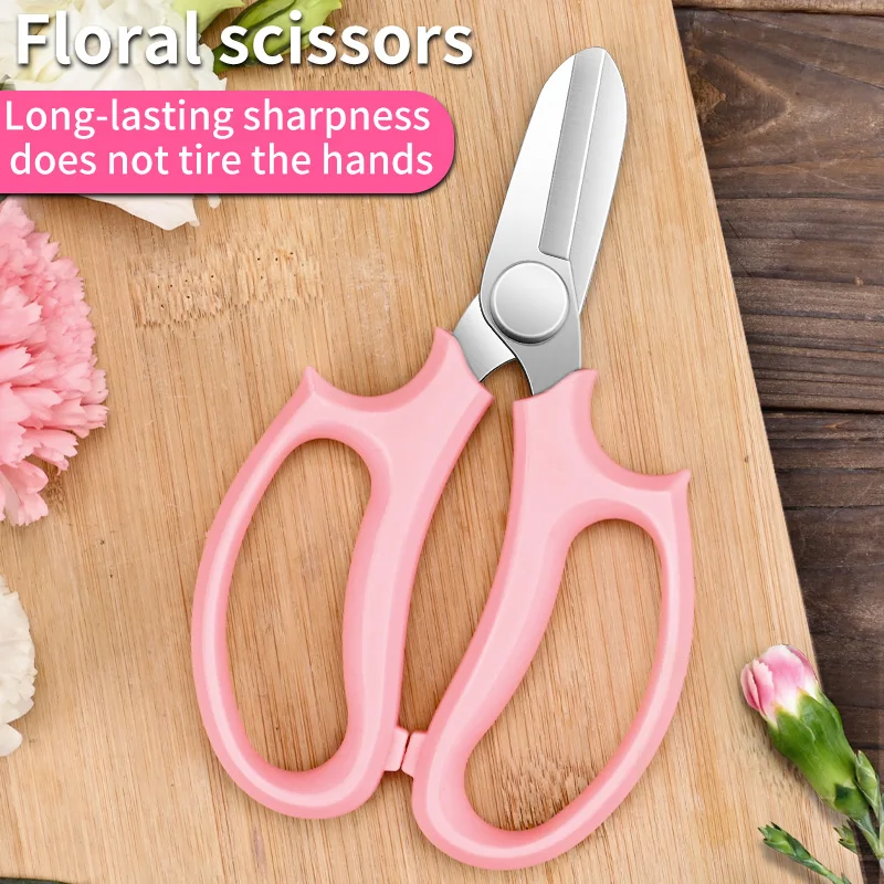 Aço inoxidável jardinagem tesouras, Professional Flower Shears, Punho confortável, Bandeja de poda Ferramentas de corte ao ar livre