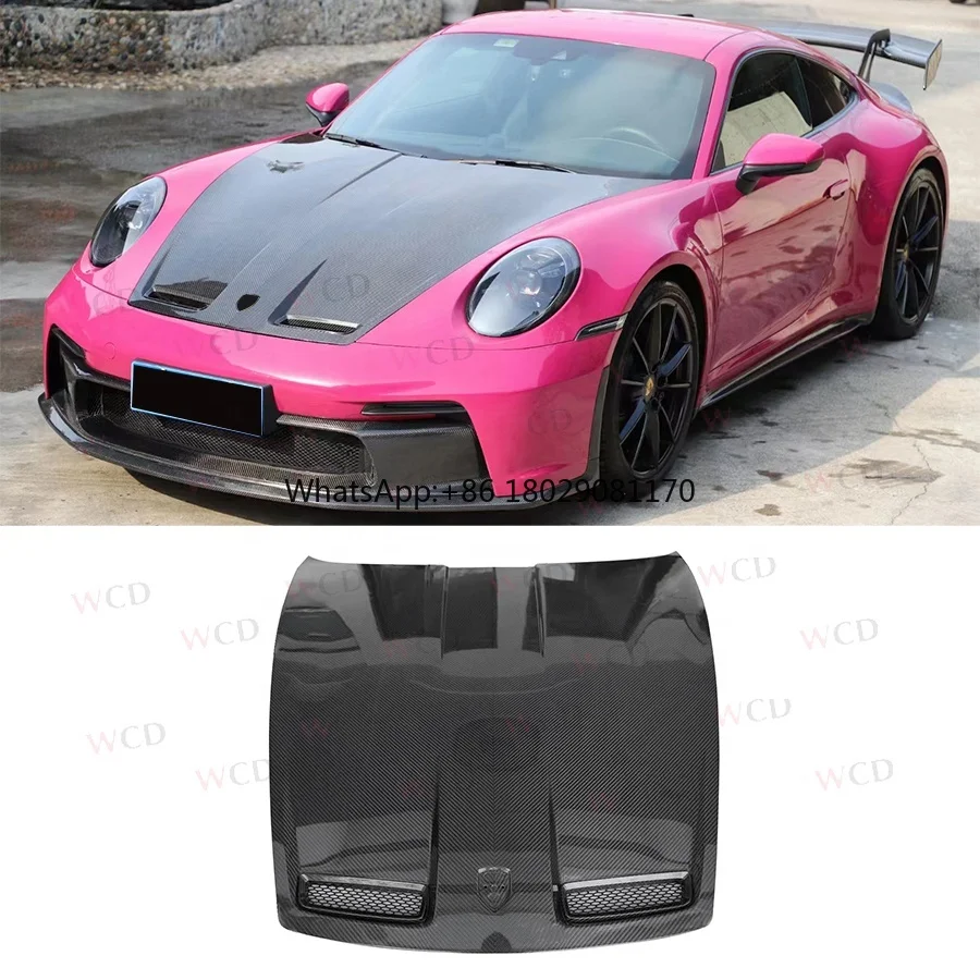 GT3 Style Dry Carbon Fiber Hood For Porsche 992 Upgrade Hood Engine Bonnet Car Accessories 2019+